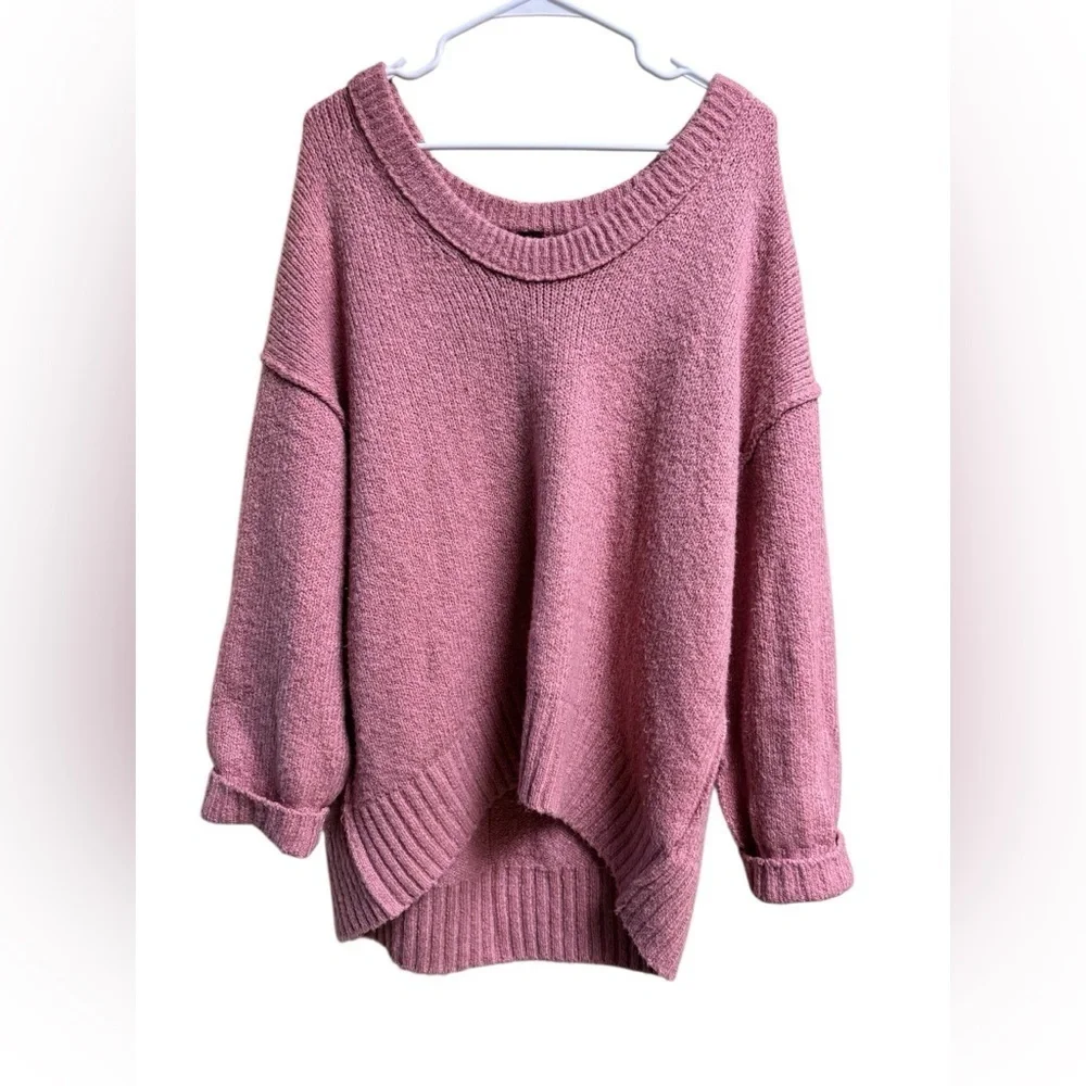 Free People Pink Oversized Sweater | XS fits S/M | Cozy Knit Slouchy Pullover